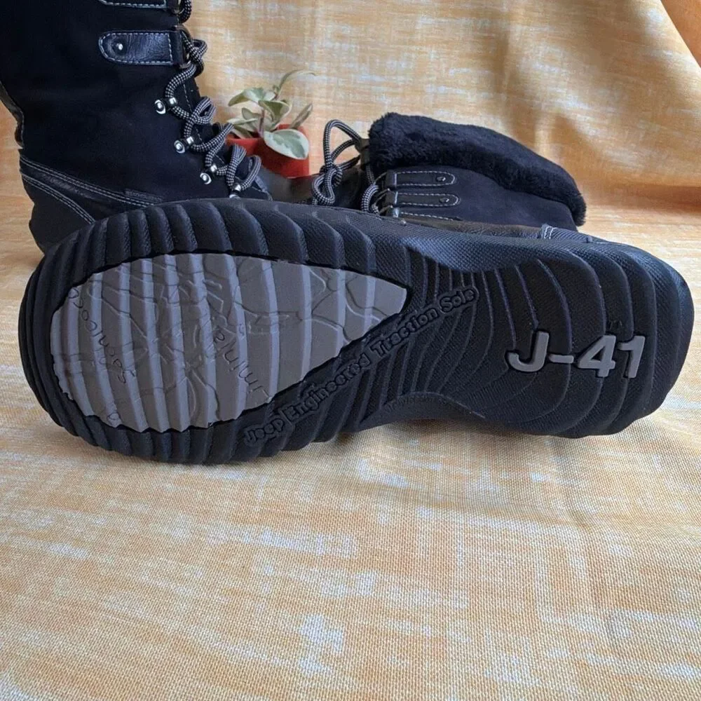J-41 Black Waterproof winter Boots 9.5 Faux Fur